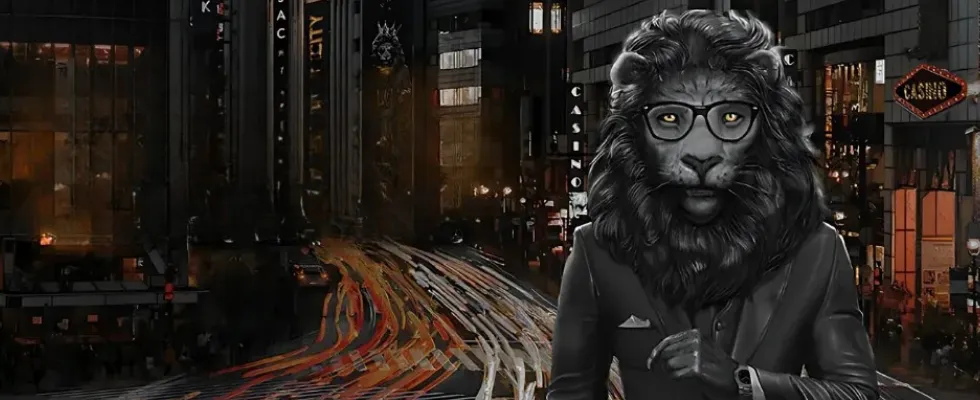 King Johnnie Casino welcome bonus banner featuring a lion mascot and a $6,000 bonus offer.